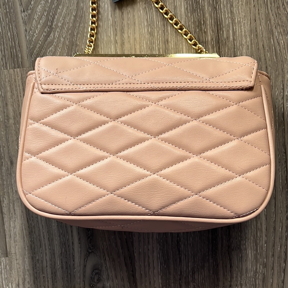Bebe crossbody chain pink / nude / peach quilted purse - Picture 5 of 9